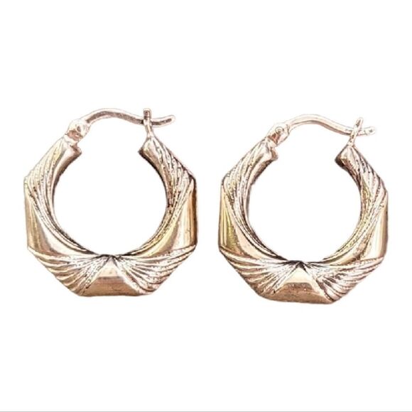 None Jewelry - Vintage Sterling Twisted Drape Hoop Earrings